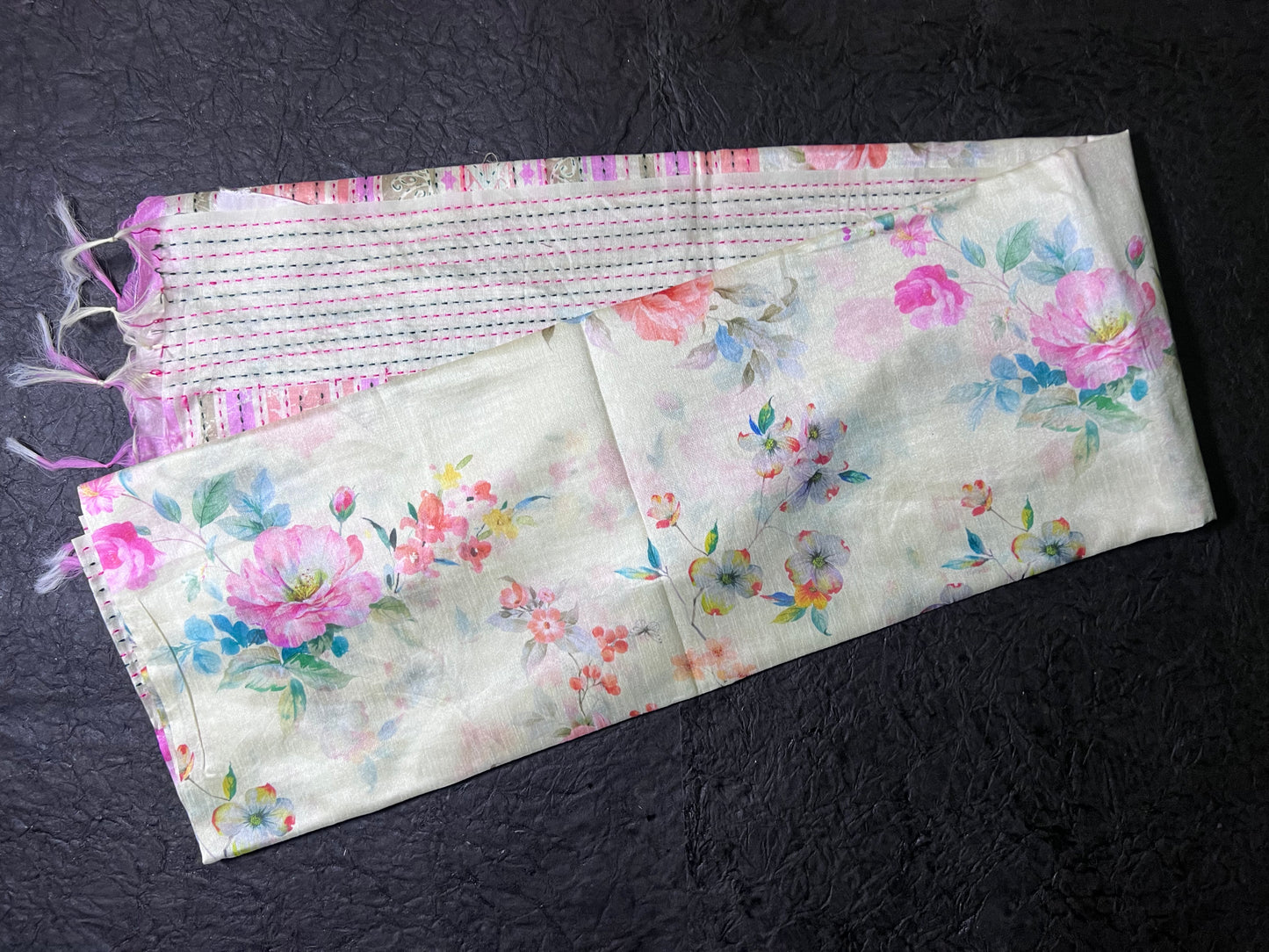 Pastel Floral Cotton Silk Saree